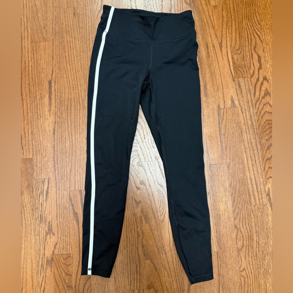 GAP Black Compression Leggings with white side stripe